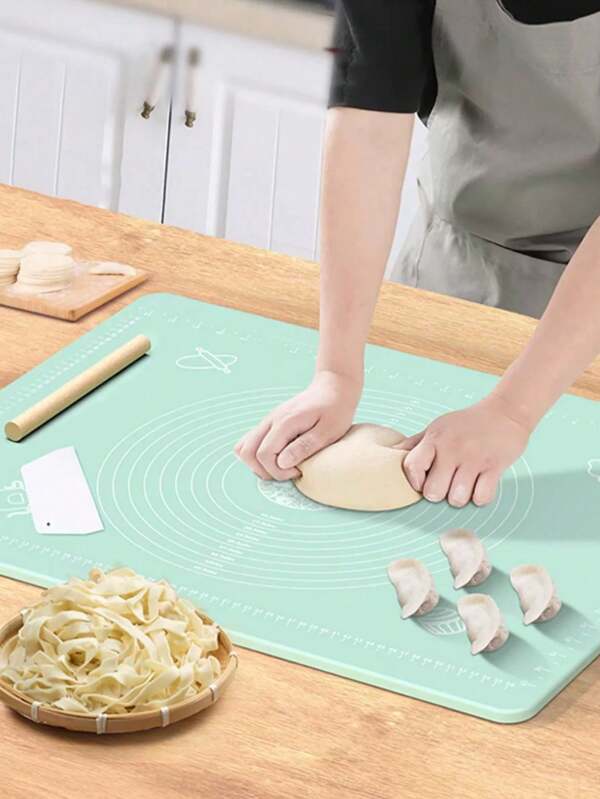 2 pezzi/1 pezzo Tappetino da forno in silicone di grandi dimensioni da 70 cm, 65 cm, 50 cm con cerchi per la dimensione della torta, resistente al calore, antiaderente per infornare, cuocere pancake e pizza, impastare la pasta, tappetino da cucina per pasticceria, essenziale domestico igienico e pratico