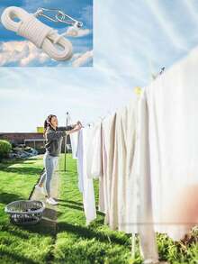 1根10米/32.8英尺户外加厚尼龙绳，带扣环，多功能耐用，适用于晾晒衣物，可用于露营、登山、花园、露台、阳台、应急包、徒步旅行、探险、海滩野餐、洗衣晾晒等各种场合。耐候性强，结实耐用，不易打结，安装快捷，用途广泛，是晾衣绳、户外装备和家居用品的理想之选。 - 尼龍繩 - 查看 3