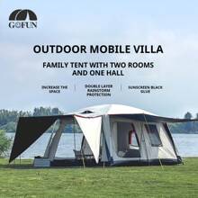Durable & Thick Double-Layer, Easy To Set Up, Suitable For 4-8 People, 2 Bedrooms, Black Coating Sun Protection, With Storage Bag, Ventilation, Mosquito-Proof - Ideal For Outdoor Camping And Hiking!