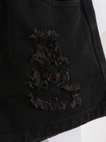 1 pieza Shorts vaqueros rotos de uso versátil para vacaciones y exteriores para niñas pre-adolescentes