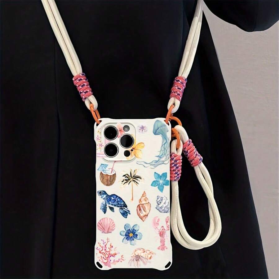 Funda para teléfono (1 unidad): Funda moderna con correa cruzada y diseño con cierre en las cuatro esquinas. Compatible con phone 12, 13, 15 y 16 Pro/Pro Plus. Funda protectora suave. - Blanco - Ver 1
