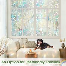 Window Privacy Film, Stained Glass Window Films 3D Rainbow Decorative Static Cling Iridescent Window Tint Heat Blocking Decals Covering For Home Door Vinyl 35.4" X 157.4" - Multicolor - View 9