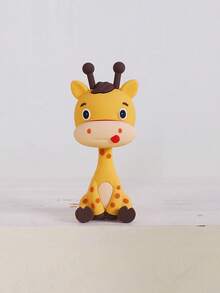 1件自然主题柔软毛绒动物，包括狮子、长颈鹿、大象、猴子、乌龟、绿叶植物，可作婴儿派对蛋糕装饰。