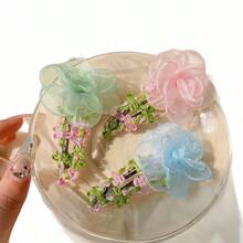 2 pezzi/1 paio di eleganti fermagli per capelli con fiori in pizzo, affascinanti fermagli per ciuffi laterali, bellissimi accessori per capelli per ragazze e donne, adatti per appuntamenti, regali di San Valentino, decorazioni di moda, accessori multifunzionali per uso quotidiano, delicati e diversi fermagli a forma di petali di ciliegio, adatti per essere indossati con centinaia di acconciature, adatti per l'uso quotidiano tutto l'anno, accessori estivi, viaggi, fermagli a pinza, fermagli per capelli, morsetti per capelli