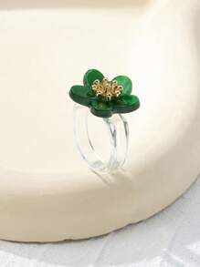 1 pieza Anillo de flor colorido de acrílico, diseño minimalista de moda, adecuado como regalo para mujeres para el Día de San Valentín o el Día de la Madre, color aleatorio