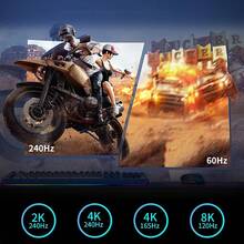 16K DisplayPort 线缆 DP2.1 线缆 DP1.4 240Hz 8K 4K 144Hz 165Hz DisplayPort 线缆适用于视频 PC 笔记本电脑电视 8K DisplayPort 线缆 - 黑色 - 查看 4