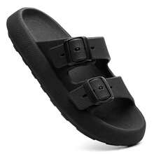 Men's Cloud Flip Flops Slide Sandal Two Straps Comfortable Birken Buckle - 黑色 - 查看 5