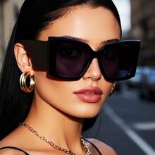 1pc Oversized Square Fashion Glasses, Leopard Print Wide Leg Frame, With Decorative AC Lens, Suitable For Casual And Formal Wear, Retro Large Size Glasses - Designed For Fashion Lovers And Enthusiasts, Perfect Accessory For Women