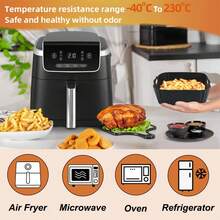 1 套，优质方形空气炸锅硅胶配件 - 培根和热狗架、9 杯蛋糕模具、空气炸锅托盘 - 耐热、易于清洁、可用洗碗机清洗 -（多色）