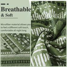 Green Boho Style Queen King Quilt Set Reversible Bohemian Strip Quilt Beddding Set, Soft And Lightweight Bedspread For All Season, Bed Coverlet With 2 Matching Pillow Shams (3 Pieces) - màu xanh lá - Xem 4