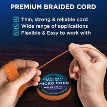 TECEUM Micro Paracord – 118 Mm X 125 Ft – Micro Utility Cord – Thin Braided Paracord Rope – Best Crafting, Projects, Fishing, Camping – Wind Chime – Survival Strong String - 橘色 - 查看 3