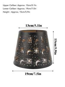 1pc Metal Laser Cut Chrysanthemum, Sun, Moon & Forest Tree Pattern Round Lamp Shade, Compatible With E27/E26 Bulbs, Includes E27 To E14 Adapter Ring, Suitable For Industrial Vintage Table Lamp, Wall Lamp Shade, Artsy Decorative Lighting Accessory, Creative Home Atmosphere Lamp Shade, Lamp Shade Size: 19cm Diameter X 15cm Height