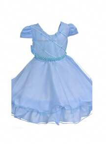 CHILDREN'S PARTY DRESS FOR GIRLS, SHORT - Baby Blue - View 2