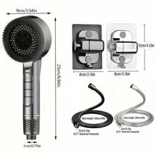 3 PiecesSet: 4-Speed ​​Shower Head With Filter, 1.5m Stainless Steel Hose, ABS Drill-Free Wall Mount