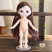 6.3 英寸时尚女孩娃娃 1/8 BJD 娃娃可爱化妆可移动关节裸体 OB11 DIY 玩具女孩礼物，可爱卡通动画 3D 真实眼睛漫画脸卡哇伊娃娃服装派对礼物