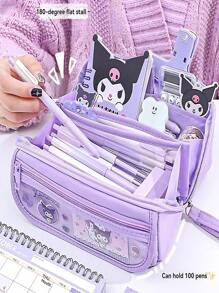 Sanrio 1pc [Authorized] Sanrio Pencil Case, Kuromi Series Large Capacity Stationery Bag, Men's And Women's Pencil Cases Come With Stickers, Perfect As A Back To School Gift,Pencil Pouch,School Bag