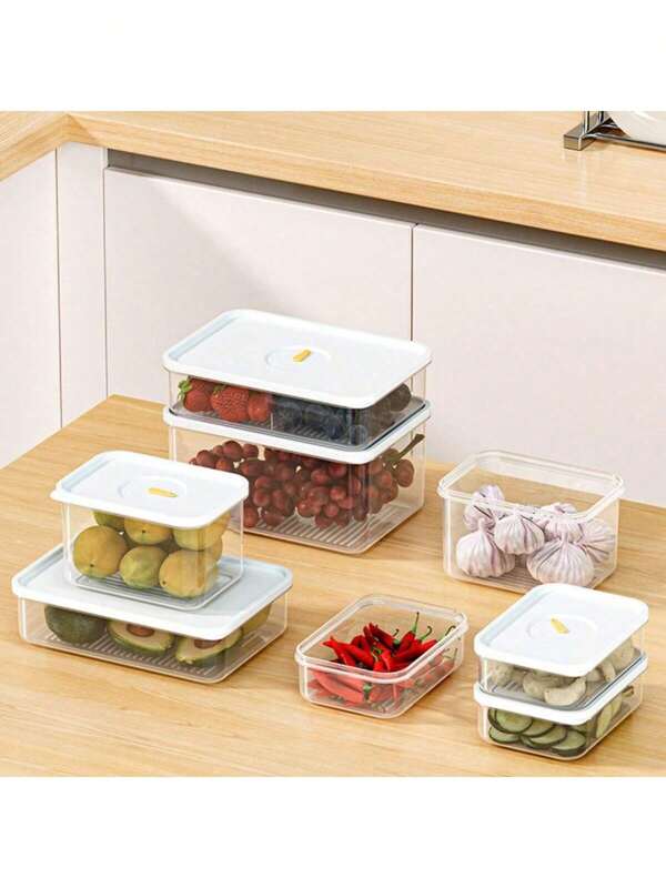 2pcs Refrigerator Food Storage Containers With Lids, Stackable Lunch Boxes, Microwave Safe, Kitchen Storage Boxes With Timer Setting