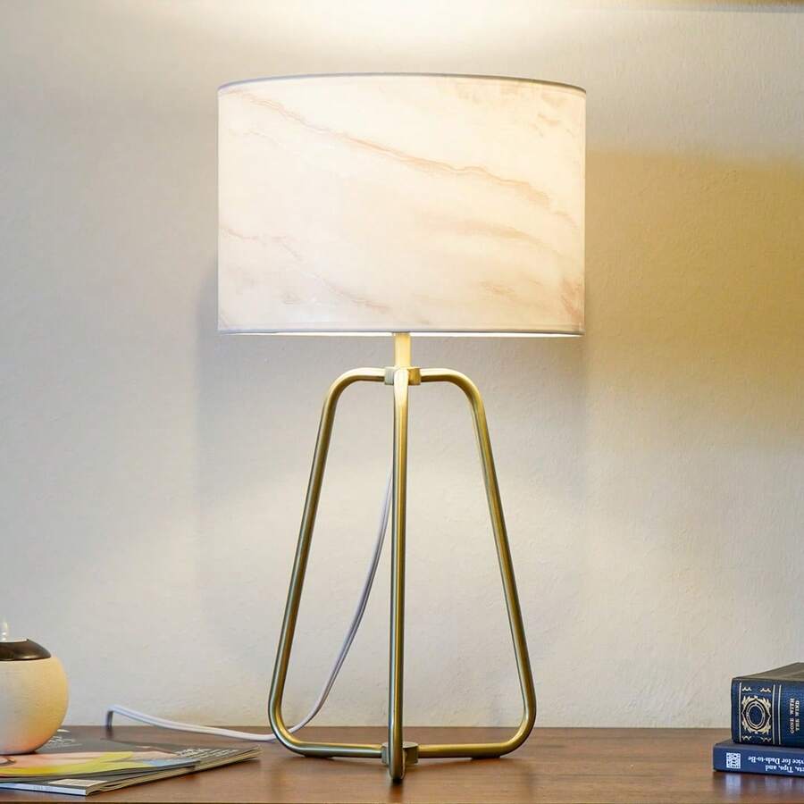 MERAX New Design Small Modern Stylish Desk Lamp In Stock In The United States, Easy To Install, Optima Marble Lampshade Table Lamp - Bronze 110V Metal Online Shift Switch, Used For Bedside Table Lamp - 美規A型插(110-127V) - 查看 1