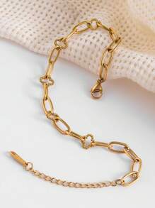1pc Minimalist Luxury Hollow Flower Stainless Steel Bracelet, Suitable For Women's Daily Wear