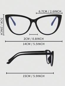 1 Cặp kính mắt mèo màu đen dành cho nữ, gọng nhựa PC, kiểu dáng tối giản, màu trơn, đa năng, tròng kính trong suốt. - màu đen - Xem 6