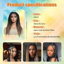 DWNSEN 360° HD Full Double Lace Front Braid Wig -Short Styling Wig Hand Braided, Knotless Cornrow Braids, Lace Frontal, Blended Black Hair, Baby Hair, Natural Looking, Realistic Hairline,Summer Breathable, Comfortable, Durable, For Women - model - 查看 2