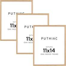 Puthiac 11x14 Oak Wood Picture Frame - Minimalist 11x14 Frame Wood Wall Art Decor, 11x14 Natural Solid Wood Poster Frames Wall Art Photo And Prints(1 Piece Set Beige) - White - View 1