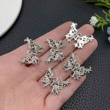 10/20/30 piezas Colgante de mariposa hueco de aleación de plata antigua, lindo colgante de insecto animal para hacer pulseras, collares, aretes, manualidades y accesorios de joyería, 25x19mm