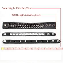 Xiacheng 3 Pcs Punk Rock Studded Bracelet Set Spiked Leather Cuff Bracelet For Men Women 80s Wristband Emo Bracelet Adjustable - Black - View 5
