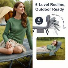 SnozeFlex Adjustable Folding Camping Cot|Lightweight & Portable|Built-In Pillow + Side Pocket