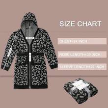 Bearberry Hooded Robe Cozy Leopard Robe Lightweight Soft Plush Bathrobe With Pockets For Women - Graphite/Carbon - View 5