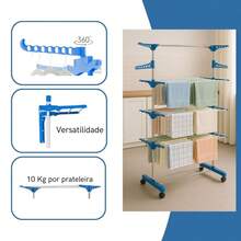 Clothesline Floor Clothes Panties Large 3 Tiers Folding Retractable Portable Reinforced With Wheels