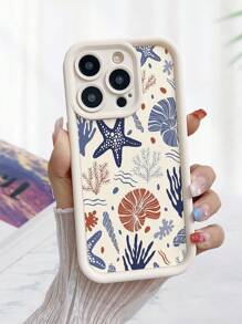 Ocean Octopus Printed Beige Textured Thick Anti-Fall Protective Phone Case, Compatible With IPhone 16/15/14/XR/XS/X/7/8, IPhone 15 Pro Max/13 Pro Max/14 Pro Max, IPhone 13/14/11/12 Pro Max, IPhone 14/7/8/15 Pro Max 13, IPhone 14, IPhone 11, IPhone 12 Pro, XS TPU Soft Anti-Fall Phone Case