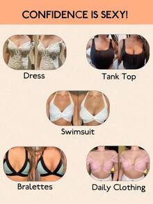 2/1 对双面粘性胸罩插入物、雪白粘性胸罩插入物、粘性胸罩聚拢、自粘垫超即时提升胸罩、聚拢比基尼垫，适用于运动胸罩泳衣 - 彩色 - 查看 6