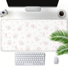 1个粉红色和红色抽象花朵图案的大号电脑鼠标垫 - 美观防滑橡胶桌面垫，适用于办公室 - 送给男友/女友的完美礼物，办公桌配件，办公用品，办公桌配件，鼠标垫，桌面鼠标垫 - 彩色 - 查看 5