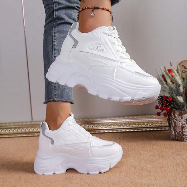 Zapatillas de plataforma para mujer de talla grande, versátiles y con suela gruesa