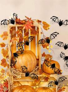 36pcs Halloween Black Bat Decoration Wall Stickers, 3d Stereo Bat Graffiti Stickers, PVC Material, Waterproof And Oil-Proof Stickers, Home Decoration Stickers, Halloween Atmosphere Decoration Supplies, Halloween Party Background Decoration Stickers, Suitable For Christmas And Halloween Carnival Parties