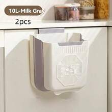 Foldable Wall-Mounted Kitchen Trash Can, Large Capacity Multi-Function Garbage Bin, Hang On Cabinet Door No Drilling Required - Multicolor - View 15