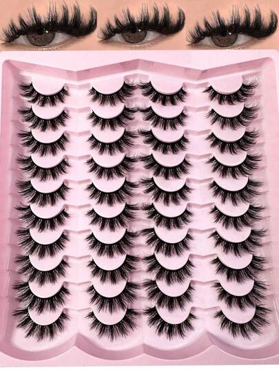 20/10/7/5/1 Pair Selectable Natural False Eyelashes Fluffy Soft Dramatic 3D Mink Lashes Long Wispy Eyelash Cilia,Messy,Multi-Layered Eyelashes Short Thick Fake Eyelash Extension Bulk Faux Cils Makeup Products Wedding Party & Club Daily Work Meeting Natural Fake Lashes Comfortable To Wear