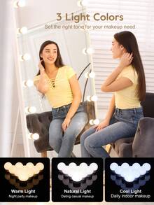 1pc Makeup Mirror Light, 16 Bulbs Dimmable Mirror Lights, 3 Light Color Vanity Mirror Light, Adjustable 22Ft Vanity Lighting Fixtures For Full Length Mirror (Mirror Not Included) - One Size - View 9