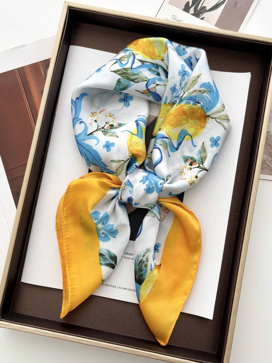 1 Stück Damen Bandana Schickes Blumenmuster Faux-Seide Schals, Damen Halstuch, Neuer Schal Sonnenschutz Schal für Frühling/Sommer Dekoration Mode Haaraccessoires Herbst Winter Stirnbänder für Frauen Haarband für Urlaubsoutfits Frau