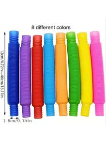 Christmas Decoration 8pcs, 16pcs, 24pcs Sensory & Colorful Interlocking Toys, Fidget Toys And Activities - Learning Tool To Stimulate Children's Fine Motor Skills, Includes Pop Tubes To Ease Stress And Anxiety, Educational Stress Relievers, Party/School Rewards, Classroom Activities, Back-To-School/Festival Gifts, Random Color.