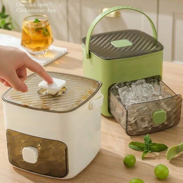 48 Grid Large Ice Bucket, Household Multi-Layer Ice Making Box, With Drawer Type Multi-Purpose Ice Maker, Hand-Held Press Type Ice Cube Mold