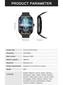 1 pulseira de relógio inteligente feminina, tela sensível ao toque TFT de 2,05", temperatura corporal, previsão do tempo, Bluetooth, rastreador de atividades, lembrete de chamadas/mensagens, compatível com sistemas Android e iOS, adequado para presentes