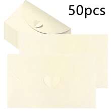 50 Stück Geschenkkarten-Umschläge mit Liebesknopf, verdickte Perlpapier-Umschläge für Karten, Fotos, Hochzeiten, Geburtstage, Geschenkzubehör für Valentinstag, Erntedankfest, Weihnachten, Geburtstagsfeiern, Schulmaterial, Schulanfang