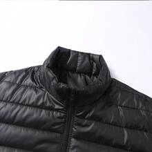 Men's Lightweight Padded Coat, Solid Color Stand Collar Puffer Jacket, Casual Everyday Wear, Outdoor Sports, Simple Classic Versatile , Fall Winter - 黑色 - 查看 9