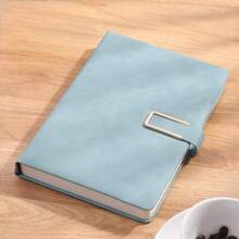 Extra Thick A5 Vintage Notebook With Magnetic Closure – Leatherette Cover, Dated English Pages & Bookmark – Professional Business Journal For Meetings, Office Notes, And College Use - Xanh nhạt Xám - Xem 2