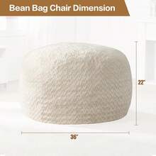 Puf de 2.5 pies con relleno de espuma viscoelástica y cubierta de piel de felpa de  para sala de juegos, sala de estar, recámara (gris) - Blanco - Ver 2