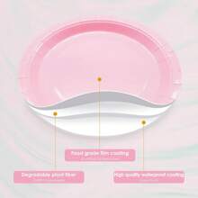 Light Pink Disposable Plates & Napkins, Light Pink Plates And Napkins Party Supplies, Fits 24 Guests, Disposable Paper Plates Party Tableware Suitable For Birthday, Wedding, Party, Family Picnic
