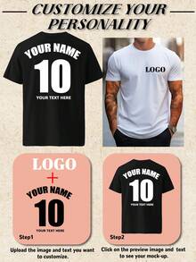 Personalized Sports Jersey T-Shirt For Men, Input Your Lucky Number, Input Your Name/Team Name/Text, Choose Preferred Text Color, Custom Jersey Number, White T-Shirt, Gift For Holiday, Anniversary, Company Team Building Uniform Easy Costume, Modest Fashion, Minimal Chic, Casual Custom, Unique, Personalized Ideal Gifts For Him Family, Boyfriend, Friends, Children,Men,Easy Comfort,Hipster,Contracted,Gymboy - Black - View 4