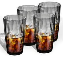 8-Pack 16oz Unbreakable Acrylic Cups - Reusable Plastic Tumblers For Water, Juice & Wine | Dishwasher-Proof Grey Drinking Glasses For Indoor/Outdoor (470ml) - Dark Grey - View 11